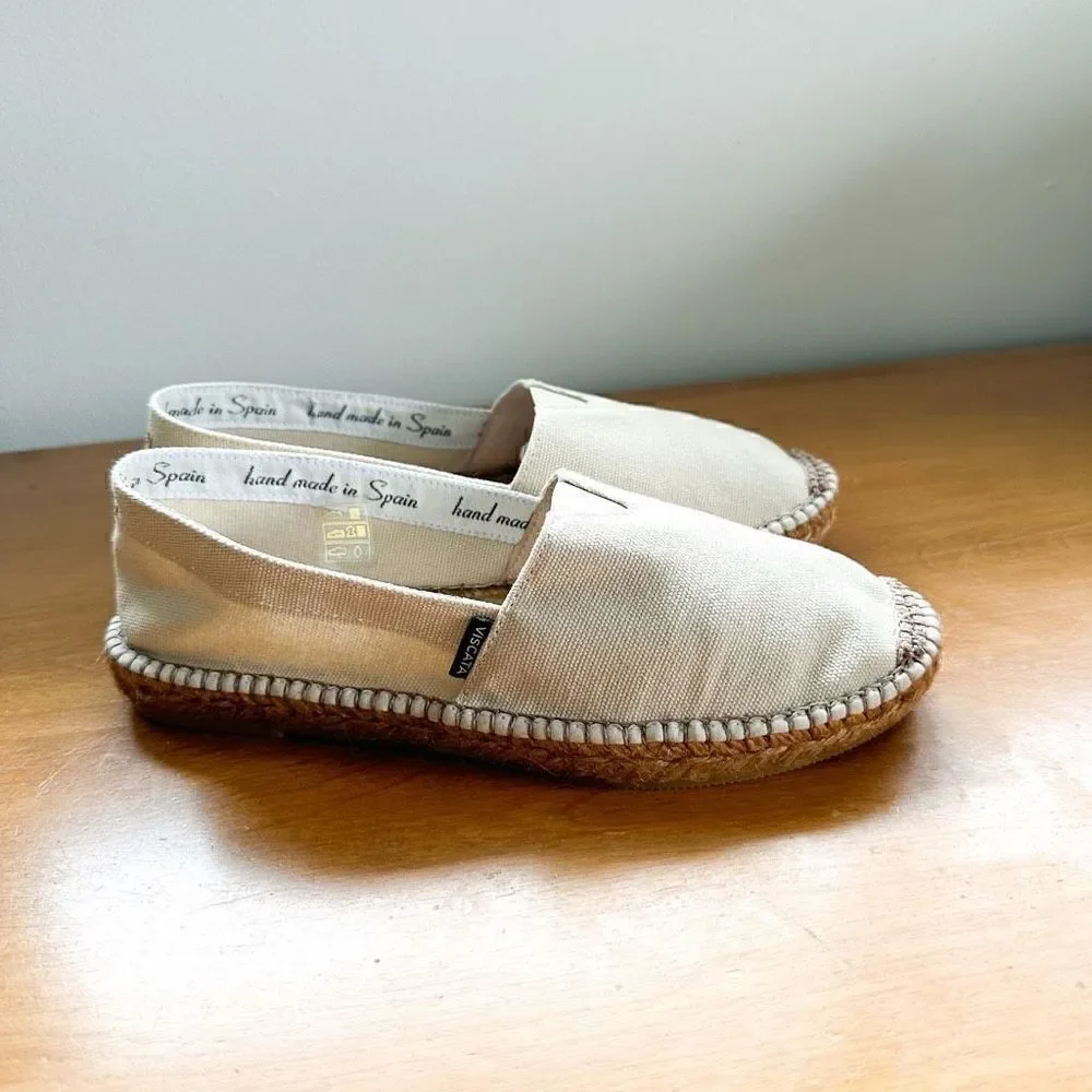Viscata Barcelona Barceloneta Canvas Cream/Off White Espadrille Closer Toe Flat